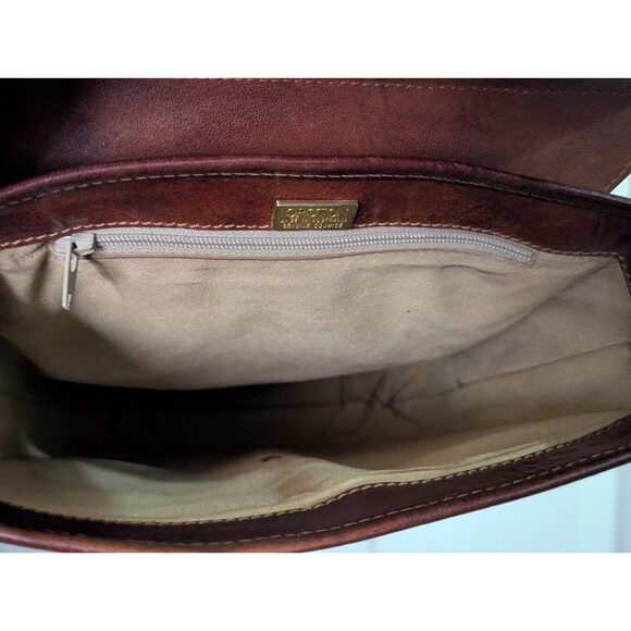 VTG Oroton Australia Leather Crossbody Purse Bag Brown Cowhide Messenger Logo - Picture 11 of 16